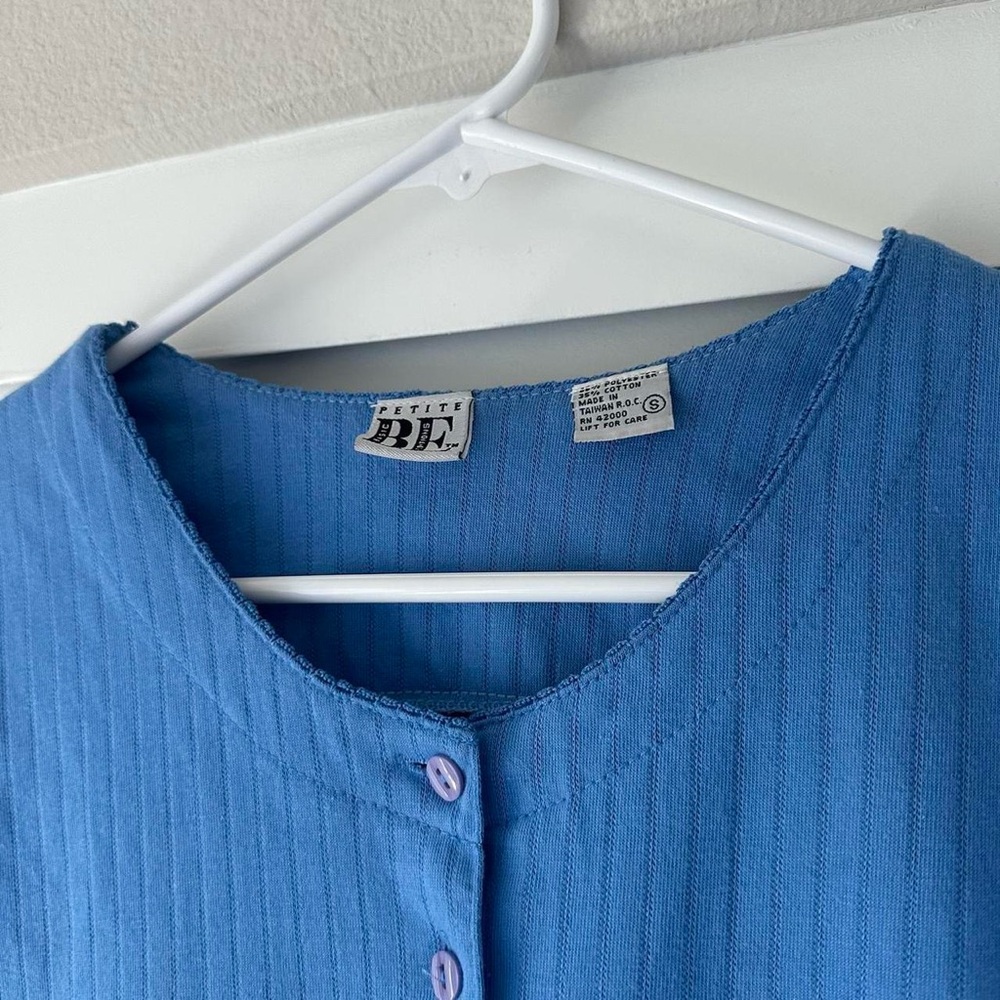 Basic Editions Blue Button-Up Top - image 2